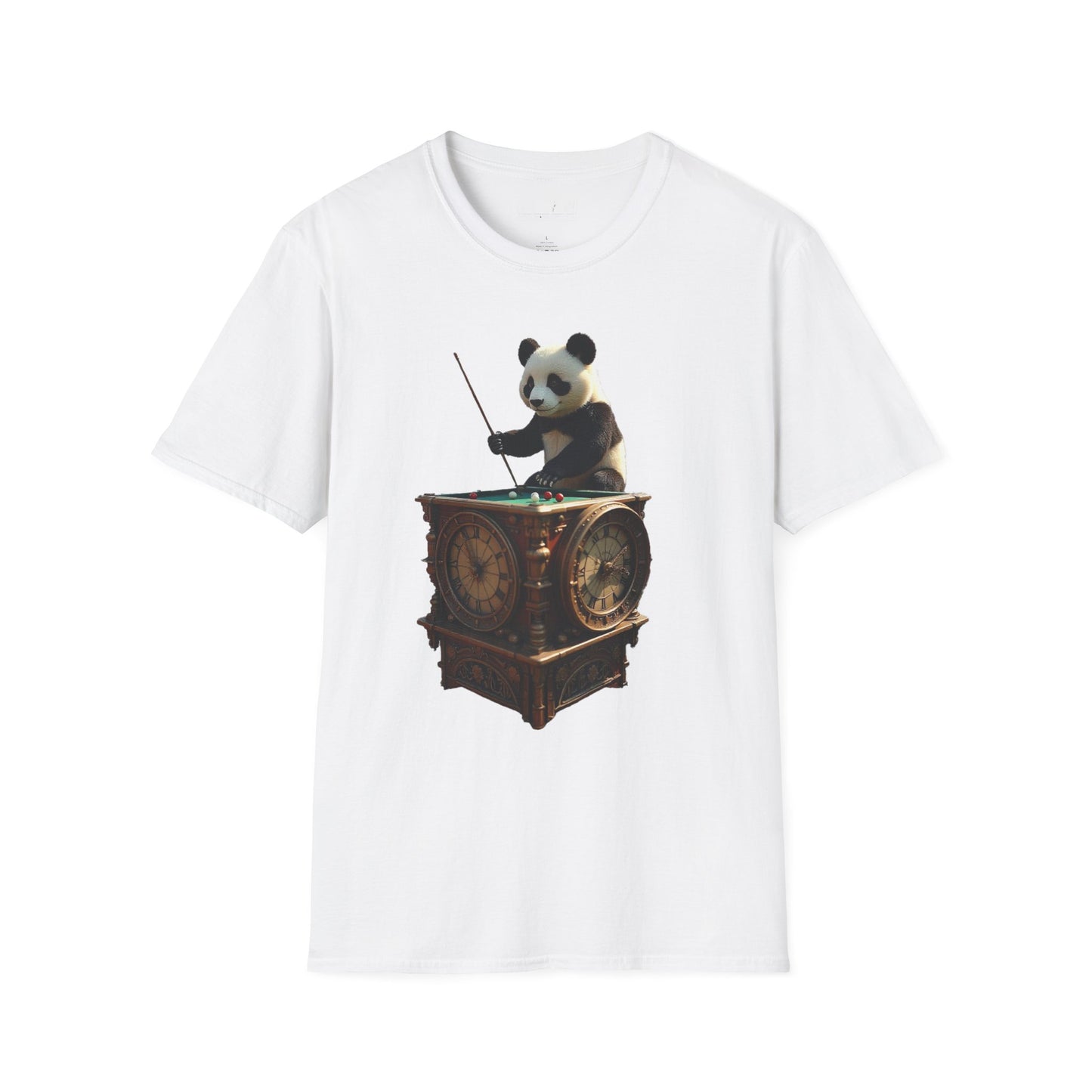 Panda Clock Unisex Softstyle T-Shirt, Cute Animal Tee, Gift for Nature Lovers, Funny Graphic Tee, Casual Wear, Birthday Present